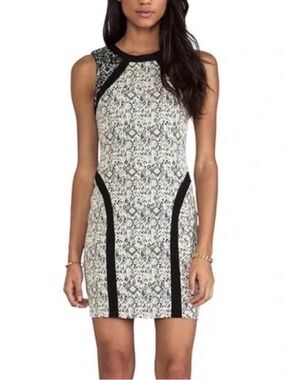 NWT Parker Black and White Printed Bodycon Dress